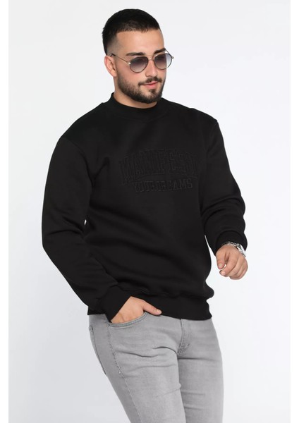 Bisiklet Yaka Nakışlı Üç Iplik Şardonlu Erkek Sweatshirt fiyatları