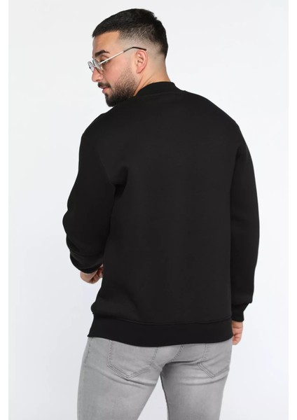 Bisiklet Yaka Nakışlı Üç Iplik Şardonlu Erkek Sweatshirt modelleri