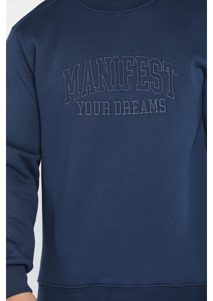 Bisiklet Yaka Nakışlı Üç Iplik Şardonlu Erkek Sweatshirt fırsatları