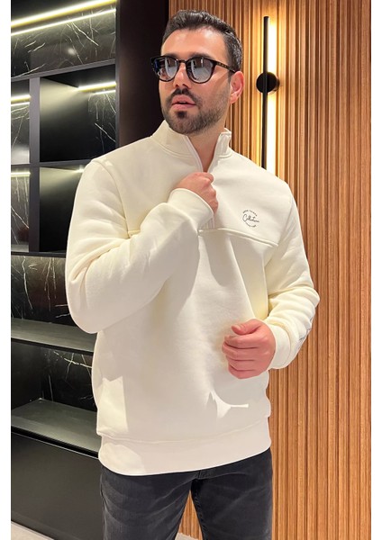 Dik Yaka Yarım Fermuarlı Üç Iplik Şardonlu Erkek Sweatshirt fiyatları