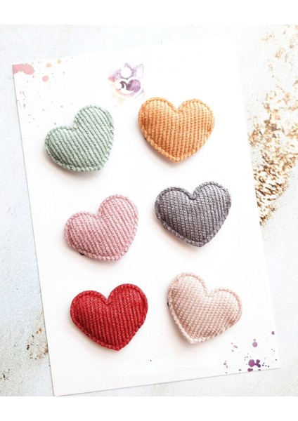 6'lı Kalp Saçsız Bebek Tokası Seti, 3cm