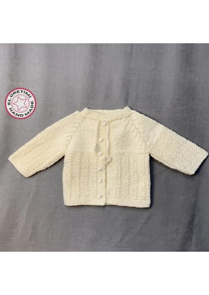 El Örgüsü Bebe Yün Kız Bebek Hırka - 6 / 12 Ay