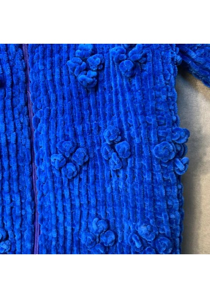 El Örgüsü Kapüşonlu Lacivert Unisex Çocuk Yün Hırka - 18 / 24 Ay