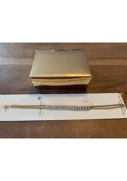 Gold Zincir Detaylı Beyaz Zirkon Taşlı Su Yolu Bileklik Çift Zincirli fırsatları