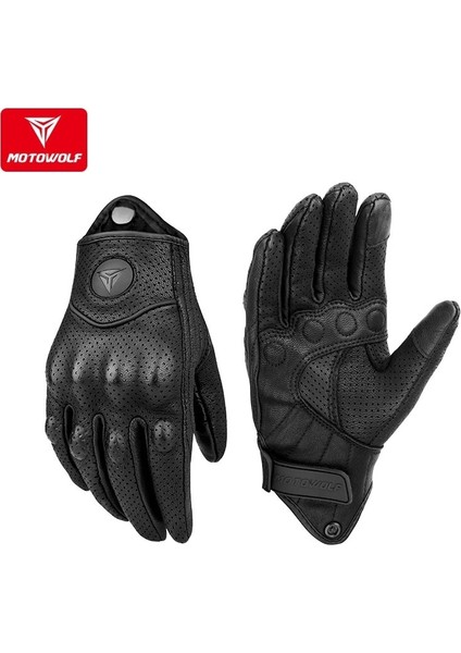 0302 Nefes Alabilen Stil L Beden Gerçek Deri Motosiklet Eldivenleri Su Geçirmez Rüzgar Geçirmez Kış Sıcak Yaz Nefes Alabilir Dokunmatik Çalıştırın Guantes Moto Fist Palm Korumak (Yurt Dışından)