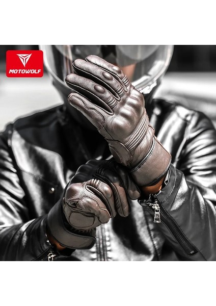 0302 Nefes Alabilen Stil L Beden Gerçek Deri Motosiklet Eldivenleri Su Geçirmez Rüzgar Geçirmez Kış Sıcak Yaz Nefes Alabilir Dokunmatik Çalıştırın Guantes Moto Fist Palm Korumak (Yurt Dışından)