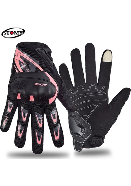 SU11 Pembe Stil Xs Beden Suomy Kadın Pembe Motosiklet Eldivenleri Dokunmatik Ekran Deri Elektrikli Bisiklet Eldiven Bisiklet Tam Parmak Motokros Luvas Da Motocicleta (Yurt Dışından)