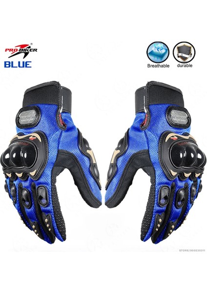 Mavi Stil M Beden Erkek Motosiklet Tam Parmak Eldiven Bisiklet Ekipmanları Giyilebilir Lady Şövalye Yarış Eldiven Guantes Moto Koruyucu Dişli Eldivenler (Yurt Dışından)