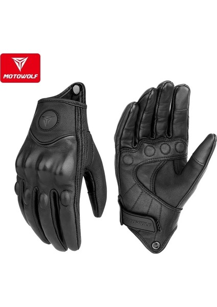 0302 Rüzgar Geçirmez Stil L Beden Gerçek Deri Motosiklet Eldivenleri Su Geçirmez Rüzgar Geçirmez Kış Sıcak Yaz Nefes Alabilir Dokunmatik Çalıştırın Guantes Moto Fist Palm Korumak (Yurt Dışından)
