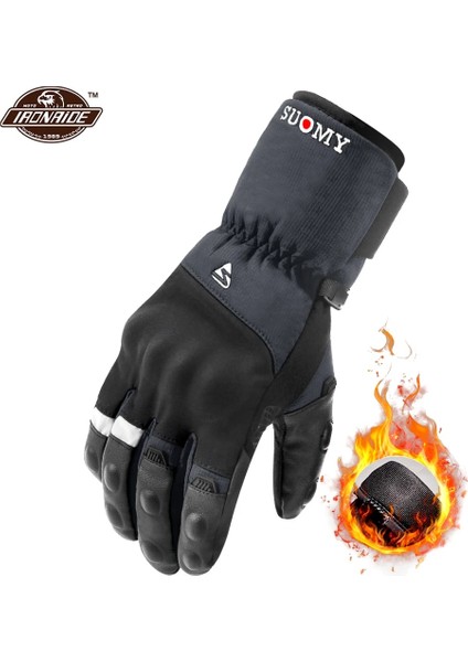 SU07-GRI Eldiven Stili L Beden Kış Motosiklet Eldivenleri Su Geçirmez Moto Motokros Eldivenleri Rüzgar Geçirmez Moto Eldivenler Dokunmatik Ekran Motosiklet Sürme Guantes (Yurt Dışından)