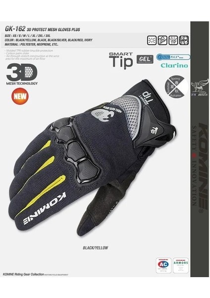 Sarı Stil Xxl Ummer Yeni Komıne GK162 3D Örgü Teknolojisi Binicilik Eldiveni Motosikletmotosikletmoto Yarış Eldivenlerinin Renkleri M L Xl Boyutuna Sahiptir (Yurt Dışından)