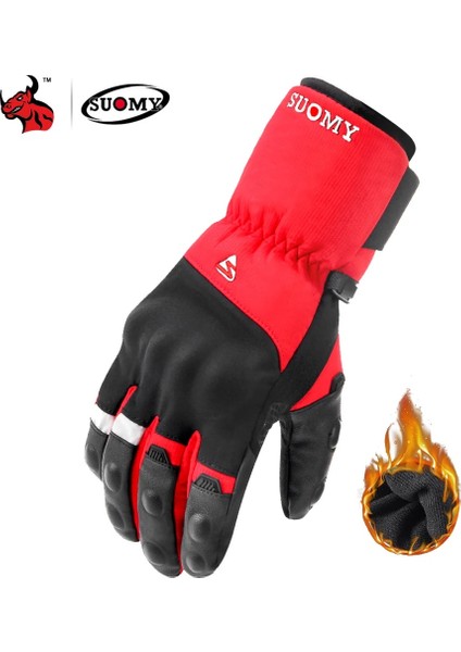 SU07-KIRMIZI Eldiven Stili L Beden Kış Motosiklet Eldivenleri Rüzgar Geçirmez Su Geçirmez Guantes Moto Erkekler Motosiklet Sürme Eldivenleri Dokunmatik Ekran Moto Motokros Eldivenleri (Yurt Dışından)