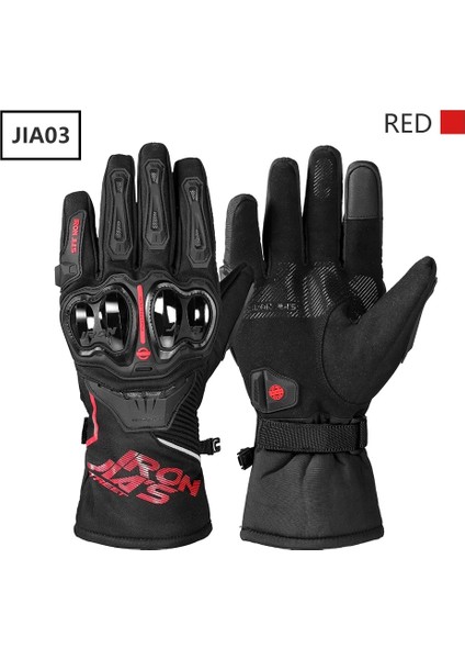 JIA03-KIRMIZI Stil Xxl Demir Jıa's Motosiklet Eldivenleri Erkekler Su Geçirmez Rüzgar Geçirmez Kış Moto Eldivenleri Dokunmatik Ekran Gant Moto Guantes Motosiklet Sürme Eldivenleri (Yurt Dışından)