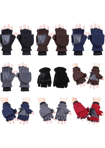 Kadın Siyah Tarzı Kadın Erkek Kış Polar Polar Yarım Parmak Flip Eldiven Çift Katmanlı Kalınlaşmak Dokunmatik Ekran Parmaksız Cabrio Eldivenler Bilek Wa (Yurt Dışından) fırsatları