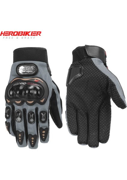 MCS-01C-GRI Stili M Beden Nefes Alabilen Motosiklet Eldivenleri Moto Tam Parmak Eldiven Korumalı Yaz Sürme Yarış Aksesuarları Su Geçirmez Nem Esnekliği (Yurt Dışından)