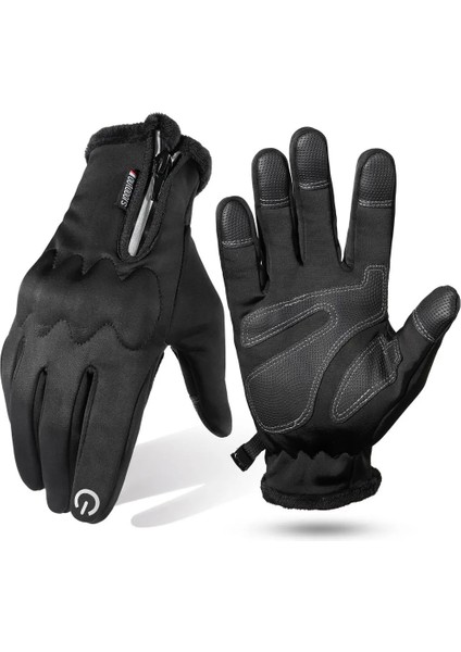 A90 Siyah Stil S Beden Dokunmatik Ekran Motosiklet Tam Parmak Eldiven Kış Sıcak Moto Motokros Motosiklet Biker Enduro Su Geçirmez Koruyucu Dişli Erkek Kadın (Yurt Dışından)