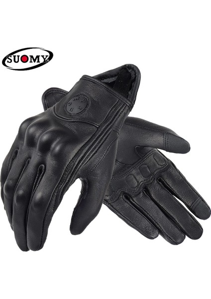 SU14 Siyah Stil L Beden Suomy Retro Deri Kadın Motosiklet Eldivenleri Bayan Pembe Elektrikli Bisiklet Guantes Moto Luvas Da Motocicleta Bisiklet Bisiklet Eldiven (Yurt Dışından)