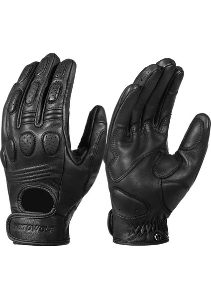Tam Parmak Siyah Stil Xl Beden Summerwinter Motosiklet Koyun Derisi Deri Eldiven Erkek Kadın Motokros Eldiven Tam Parmak Sürme Moto Eldiven Guantes Eldiven M-Xxl (Yurt Dışından)