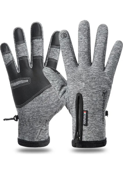 Gri Stil M Beden Motosiklet Erkekler Kış Eldivenleri Su Geçirmez Termal Polar Astarlı Dayanıklı Dokunmatik Ekran Kaymaz Sürme Mlxlxxl Boyut (Yurt Dışından)