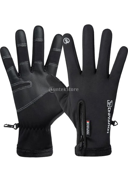 Siyah Stil L Beden Açık Kış Eldivenleri Motosiklet Isıtmalı Eldiven Erkekler Su Geçirmez Termal Guantes Eldiven Kaymaz Dokunmatik Ekran Bisiklet Bisiklet Eldivenleri (Yurt Dışından)