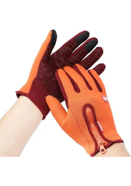 Turuncu Tarzı M Beden Dokunmatik Ekran Motosiklet Eldivenleri Kış Moto Eldivenleri Için Açık Spor Eldivenleri Sıcak Kadın Erkek Kaymaz Su Geçirmez Guantes Moto (Yurt Dışından)
