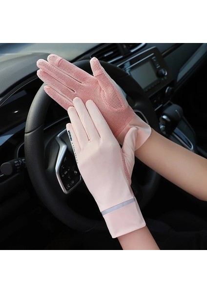 Beyaz Stil Buz Ipek Eldivenler Uv Koruma Yaz Nefes Alabilir Örgü Eldiven Araba Motosiklet Bisiklet Sürüş Sporları Için Anti-Uv Ince Eldiven Unisex (Yurt Dışından) modelleri