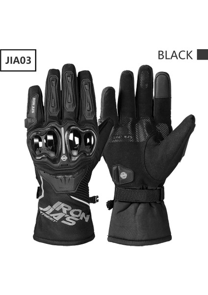 KIŞ-JIA03-SIYAH Stil Xxl Demir Jıa's Motosiklet Eldivenleri Kış Su Geçirmez Rüzgar Geçirmez Dokunmatik Ekran Moto Koruyucu Dişli Motokros Motosiklet Sürme Eldivenleri (Yurt Dışından)