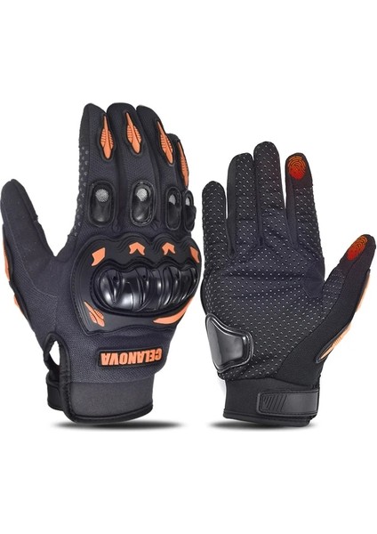 Yeni Turuncu Stil L Beden Motosiklet Eldivenleri Moto Dokunmatik Ekran Nefes Alabilir Motorlu Motosiklet Yarışı Sürme Bisiklet Koruyucu Eldivenler Karbon Fiber Protion (Yurt Dışından)