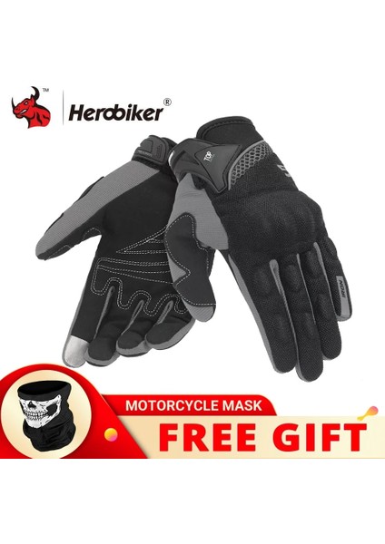 Su-01 Gri Eldiven Stili M Beden Herobıker Motosiklet Eldivenleri Yaz Nefes Alabilir Guantes Moto Dokunmatik Ekran Motokros Off-Road Eldivenleri Motosiklet Sürme Eldivenleri (Yurt Dışından)