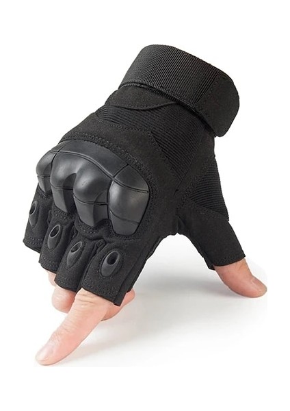 A10-SIYAH Stil L Beden Motosiklet Parmaksız Eldiven Bisiklet Motosiklet Motokros Bisikletçisi Kauçuk Sert Knuckle Yarım Parmak Koruyucu Dişli Erkek Kadın (Yurt Dışından)