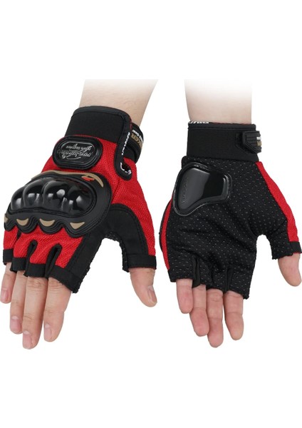 Kırmızı Stil Xl Beden Pro-Bıker Motosiklet Eldiven Erkekler Motokros Yarım Parmak Nefes Sürme Motosiklet Moto Bisiklet Koruyucu Dişliler Eldiven (Yurt Dışından)