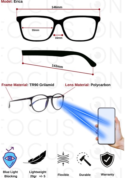 Erica Mustard Mavi Işık Filtreli Ekran Gözlüğü modelleri