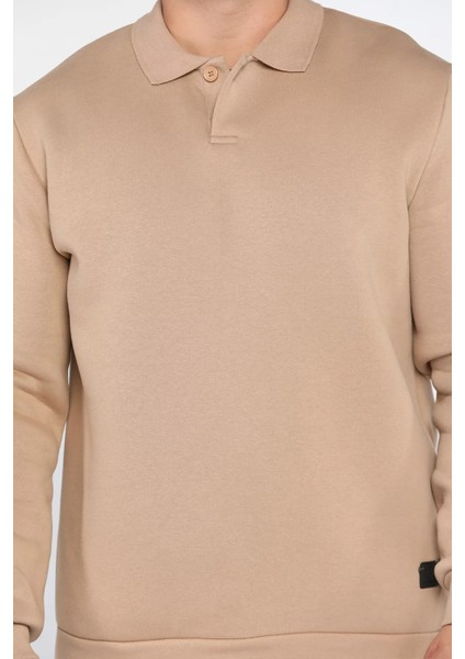 Erkek Polo Yaka Şardonlu Üç Iplik Sweatshirt fırsatları