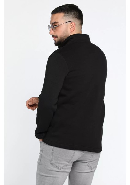 Erkek Dik Yaka Yarım Fermuarlı Şardonlu Üç Iplik Sweatshirt modelleri