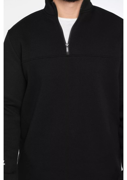 Erkek Dik Yaka Yarım Fermuarlı Şardonlu Üç Iplik Sweatshirt fırsatları