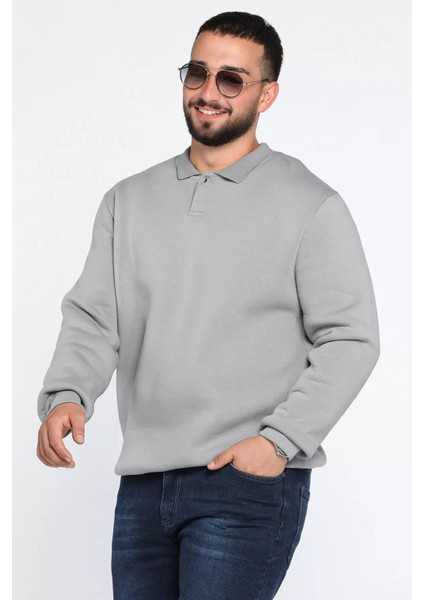 Erkek Polo Yaka Şardonlu Üç Iplik Sweatshirt fiyatları