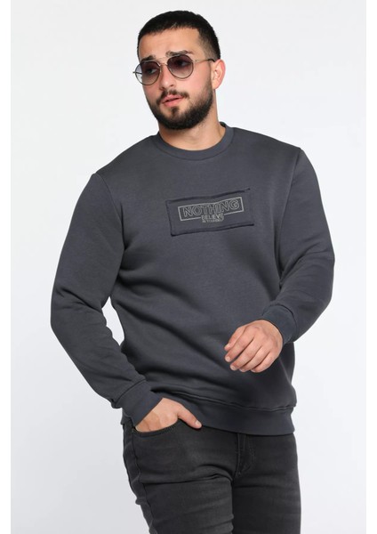 Erkek Yazı Baskılı Şardonlu Üç Iplik Sweatshirt fiyatları