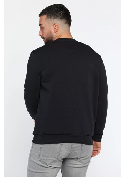 Erkek Yazı Baskılı Şardonlu Üç Iplik Sweatshirt