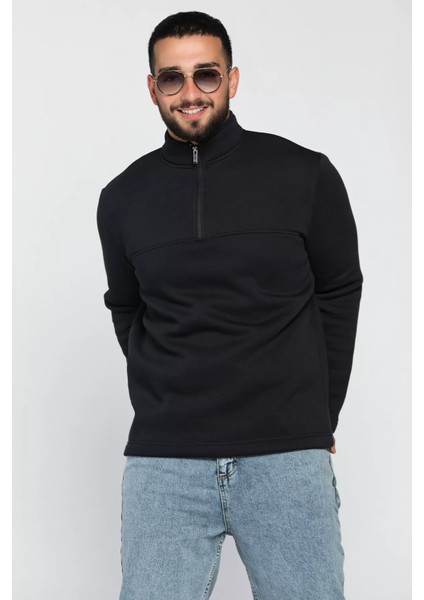 Erkek Dik Yaka Yarım Fermuarlı Şardonlu Üç Iplik Sweatshirt fiyatları