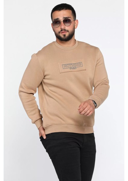 Erkek Yazı Baskılı Şardonlu Üç Iplik Sweatshirt fiyatları