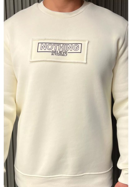 Erkek Yazı Baskılı Şardonlu Üç Iplik Sweatshirt fırsatları