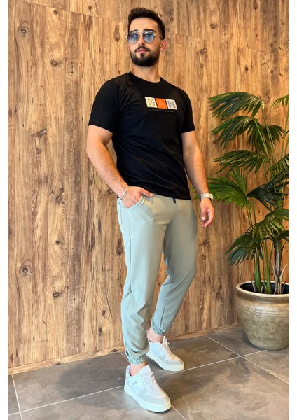 Bel ve Paça Lastikli Paraşüt Slim Fit Jogger Pantolon