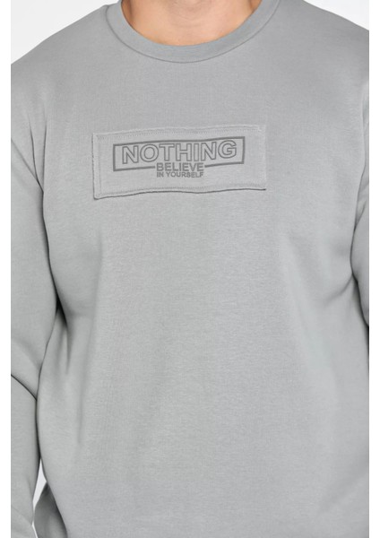 Erkek Yazı Baskılı Şardonlu Üç Iplik Sweatshirt fırsatları