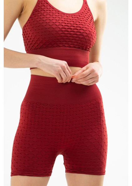 Bordo Slim Fit Yüksek Bel Toparlayıcı Seamless Kadın Tayt SSE0001 indirimleri