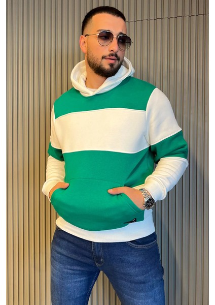 Kapüşonlu Üç Iplik Şardonlu Erkek Sweatshirt