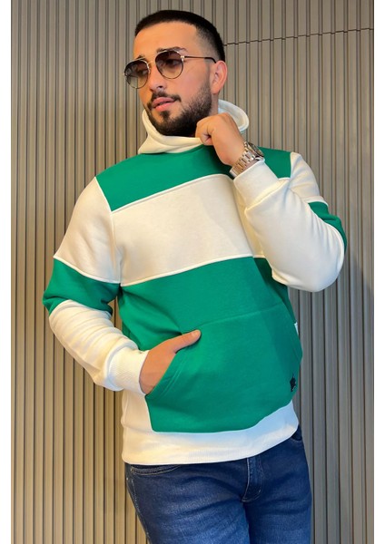 Kapüşonlu Üç Iplik Şardonlu Erkek Sweatshirt