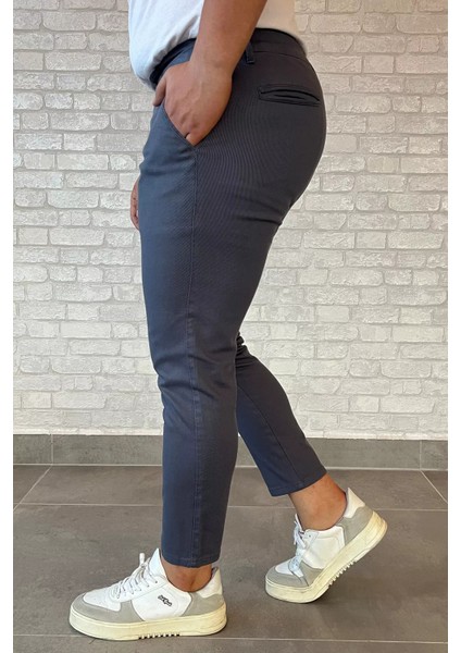 Bel Lastikli Kendinden Desenli Gabardin Pantolon P-00012264