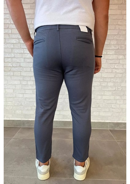 Bel Lastikli Kendinden Desenli Gabardin Pantolon P-00012264