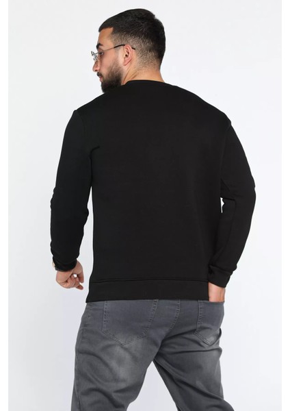 Erkek Yazı Baskılı Şardonlu Üç Iplik Sweatshirt