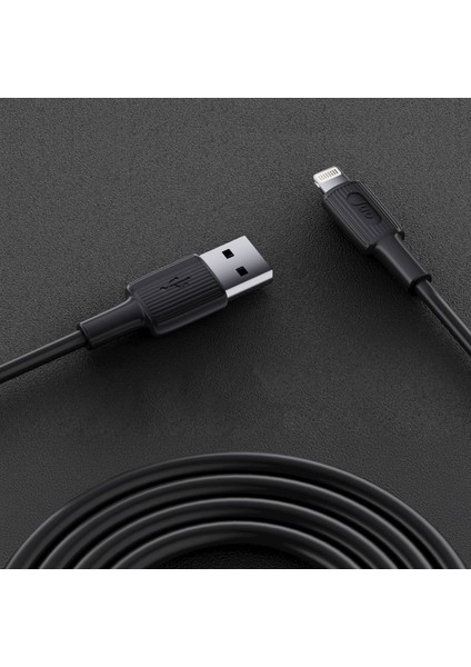 12W 2.4A Usb-A To Lightning Apple iPhone iPad Uyumlu Silikon Hızlı Şarj ve Data Kablosu Siyah 2 Metre